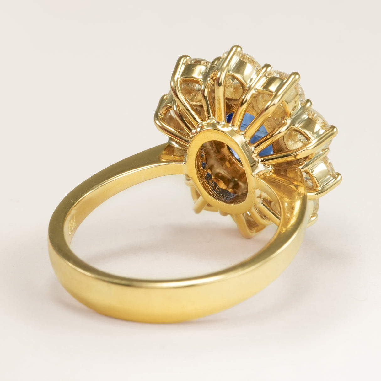 Vintage, 1980s 5ct cabochon sapphire & diamond cluster ring