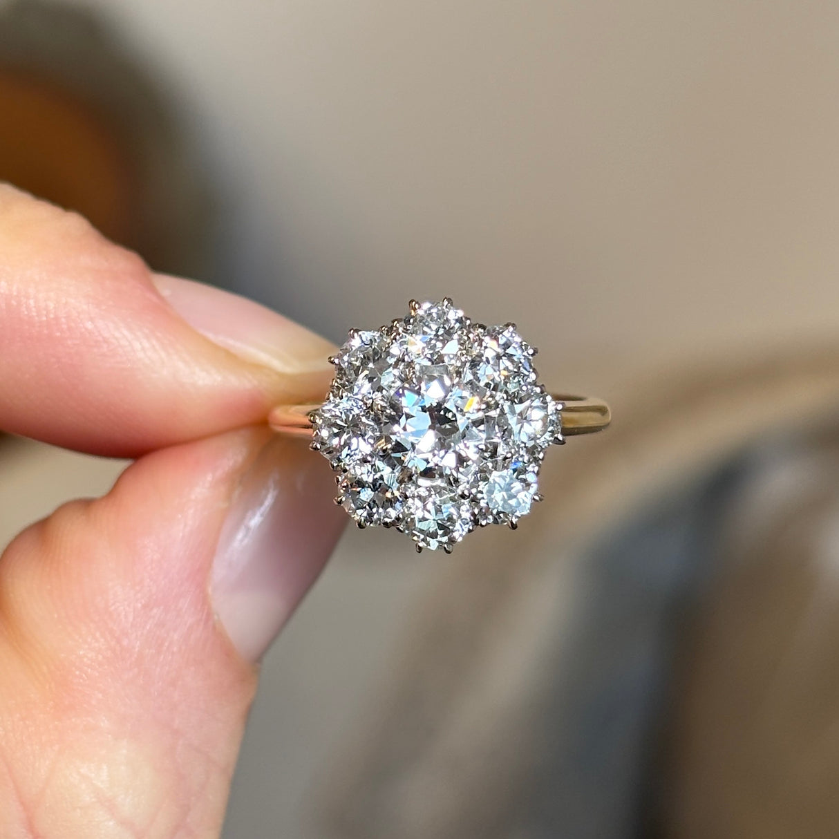 Vintage, 1930s diamond cluster engagement ring