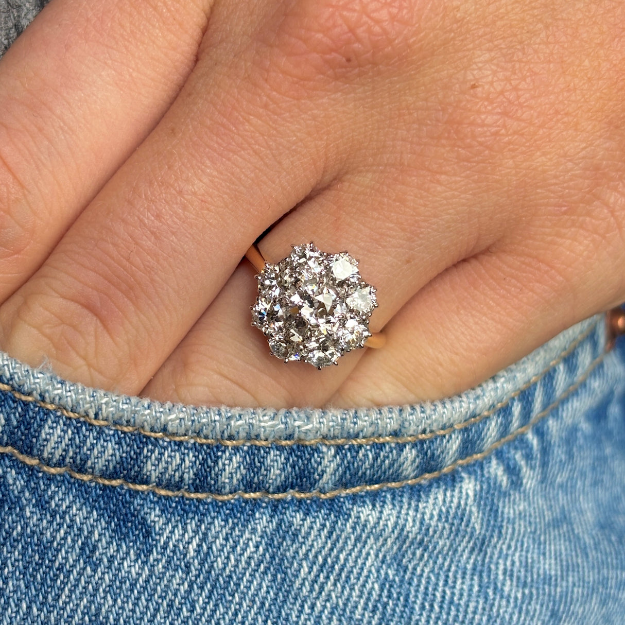 Vintage, 1930s diamond cluster engagement ring