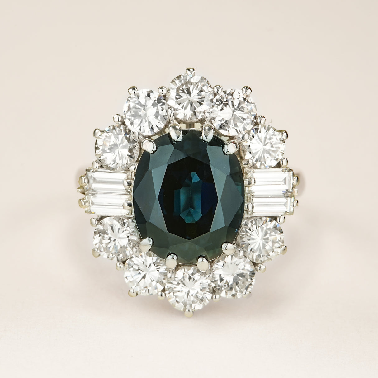 Vintage, 1960s sapphire & diamond cluster cocktail ring