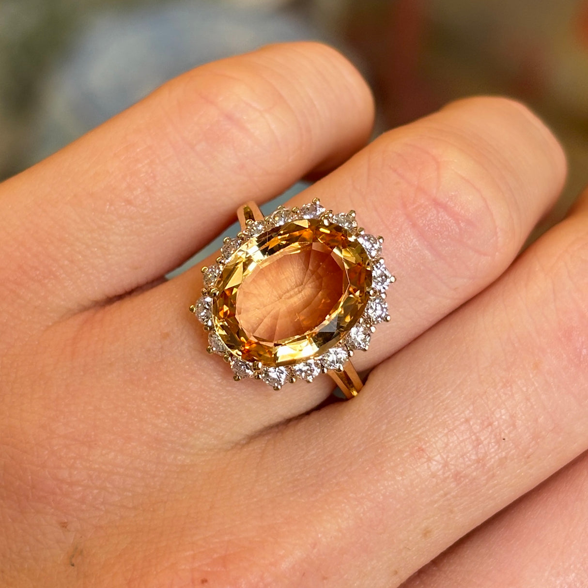 Vintage, 1960s topaz & diamond cluster ring