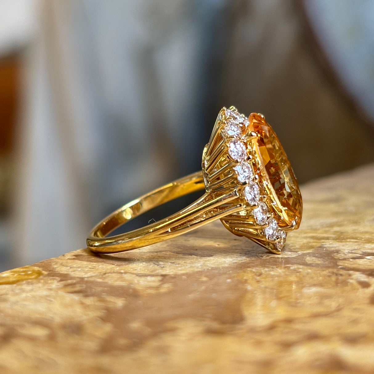 Vintage, 1960s topaz & diamond cluster ring