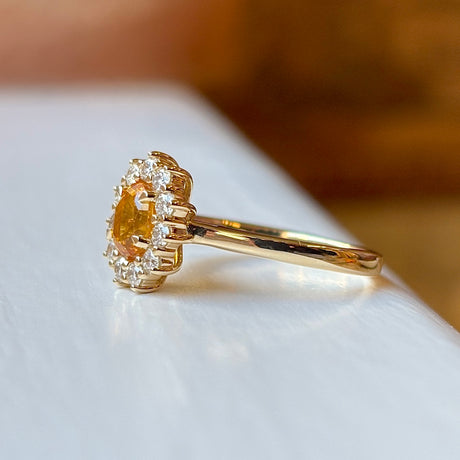 Oval-cut citrine & diamond cluster ring