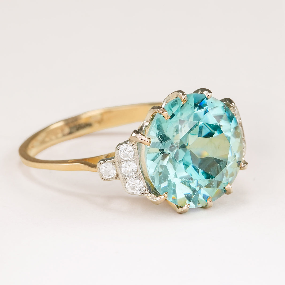 Antique, Edwardian 6.50ct zircon & diamond cocktail ring