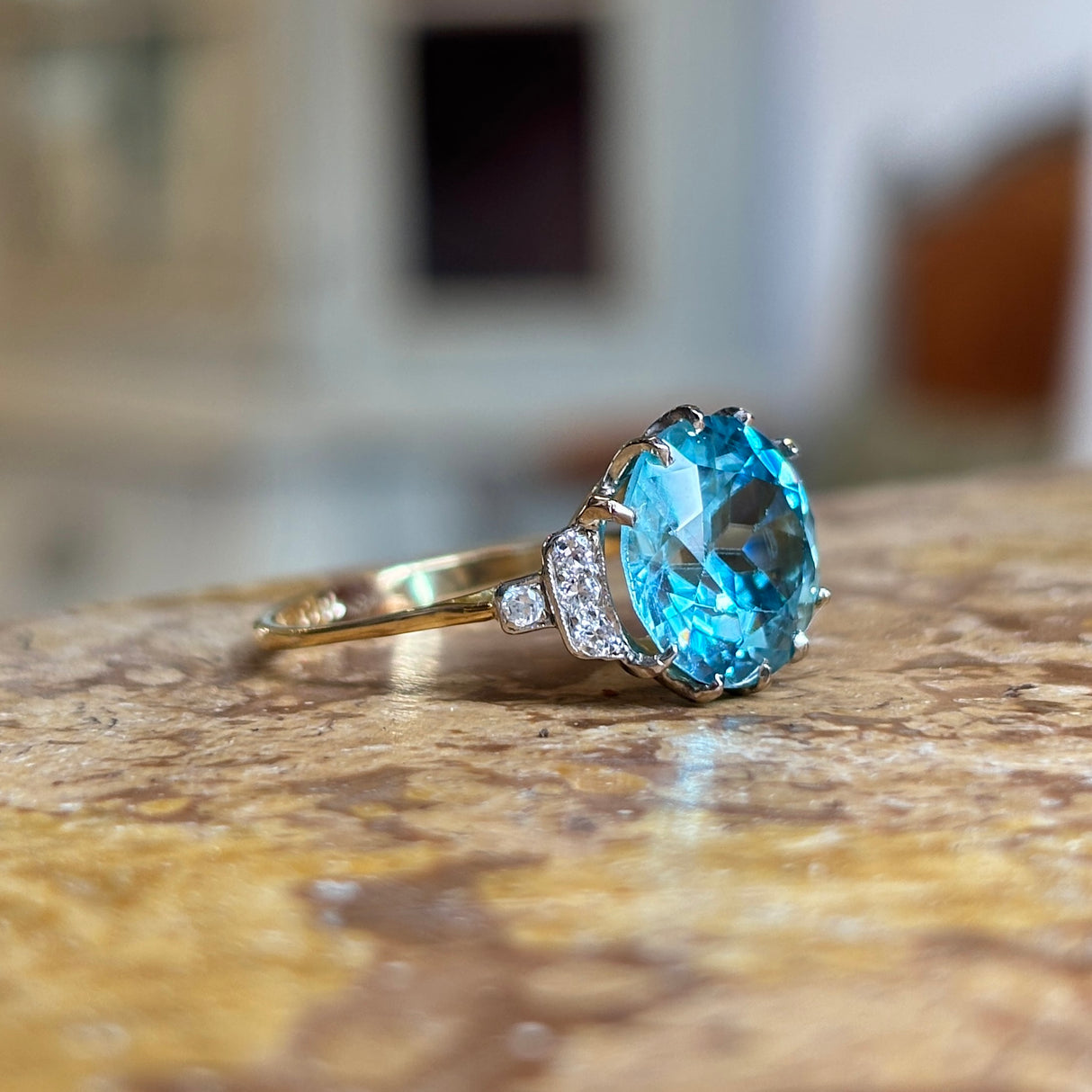 Antique, Edwardian zircon & diamond cocktail ring