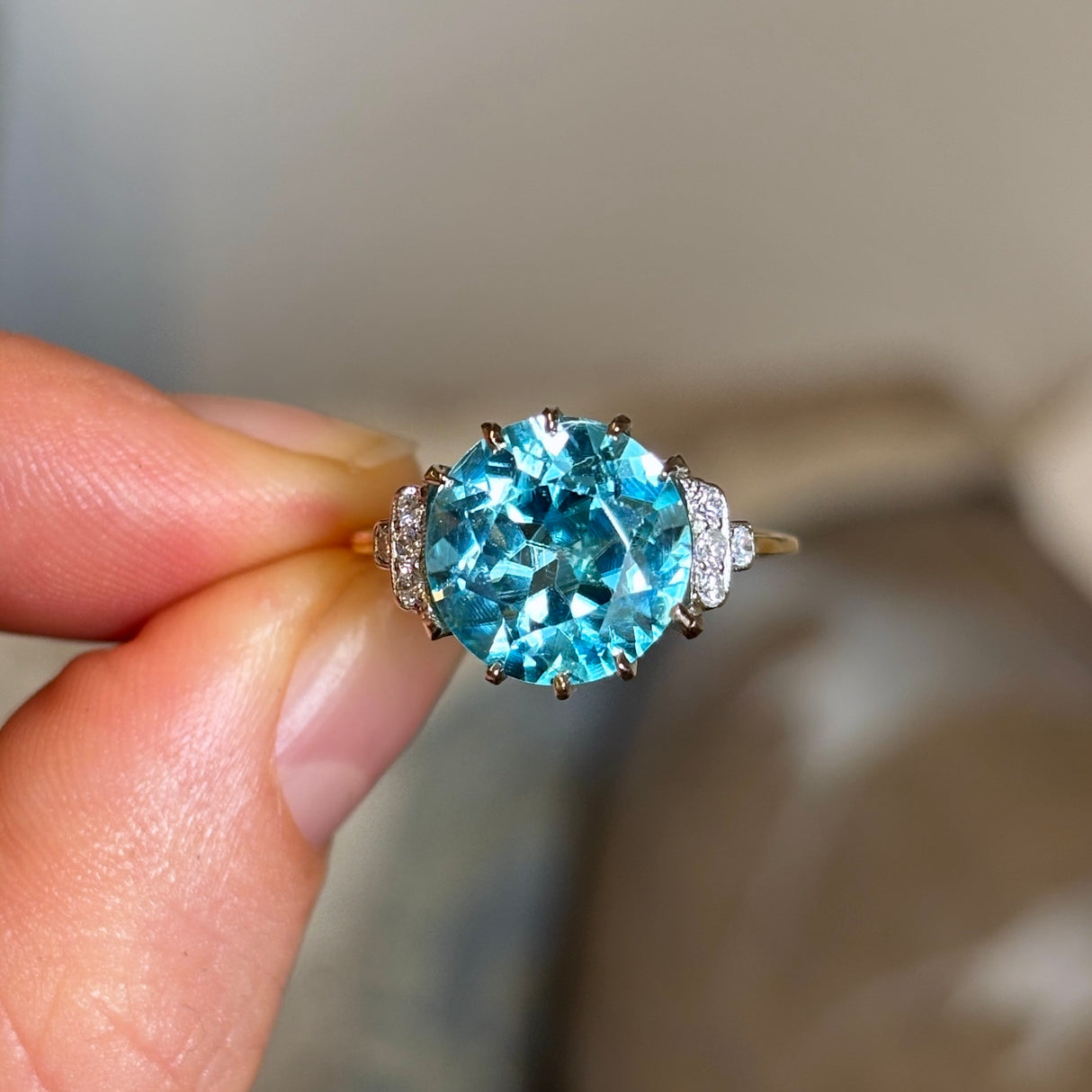 Antique, Edwardian zircon & diamond cocktail ring