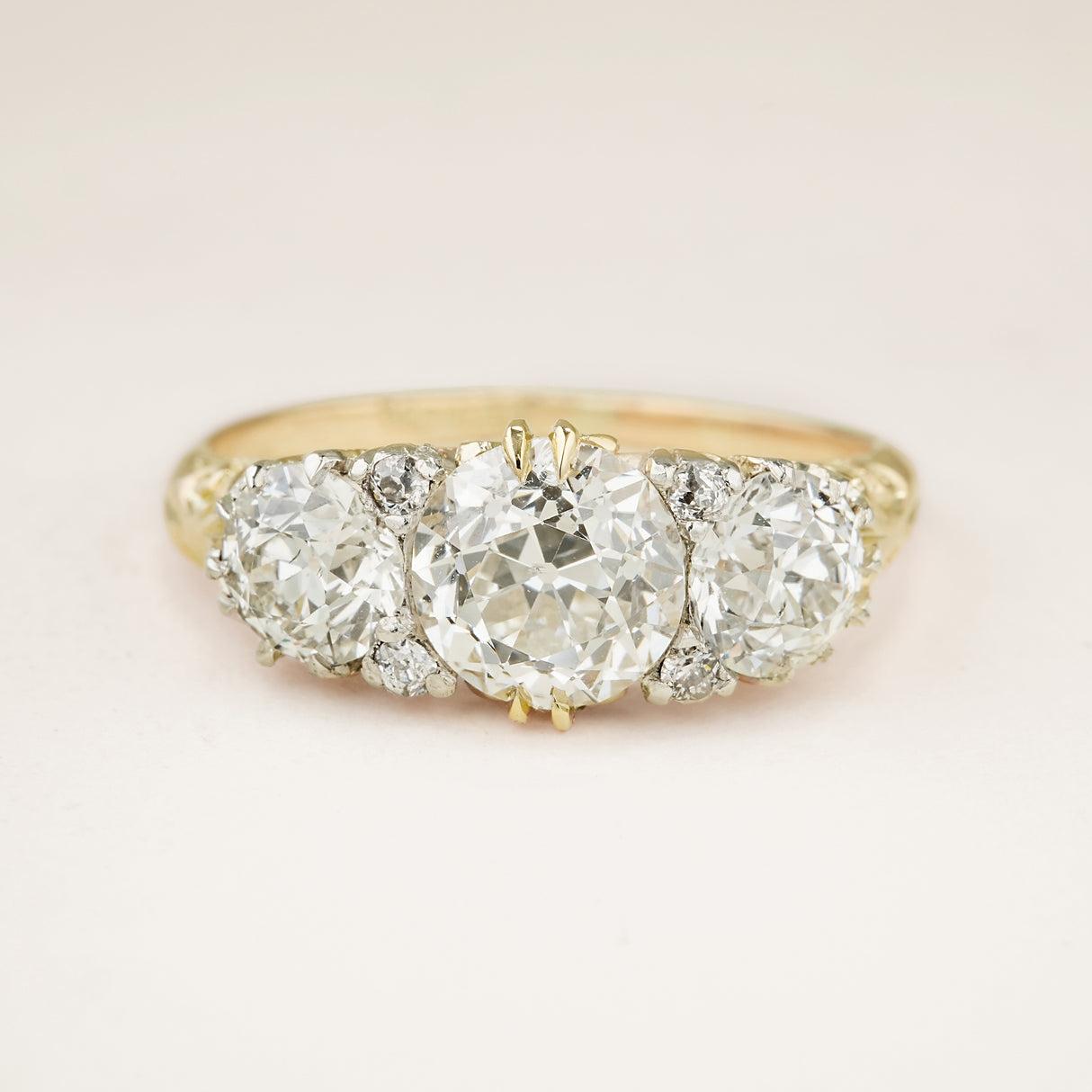Antique, Victorian old-cut diamond three-stone ring