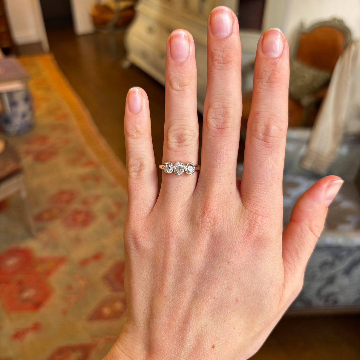 Antique, Victorian diamond three-stone ring