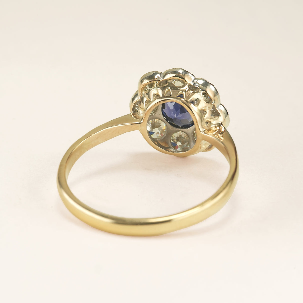 Antique, Edwardian sapphire and diamond daisy cluster ring