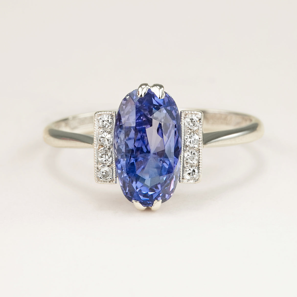Antique, Art Deco deep violet sapphire and diamond ring