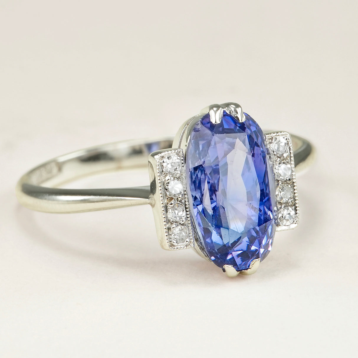 Antique, Art Deco deep violet sapphire and diamond ring