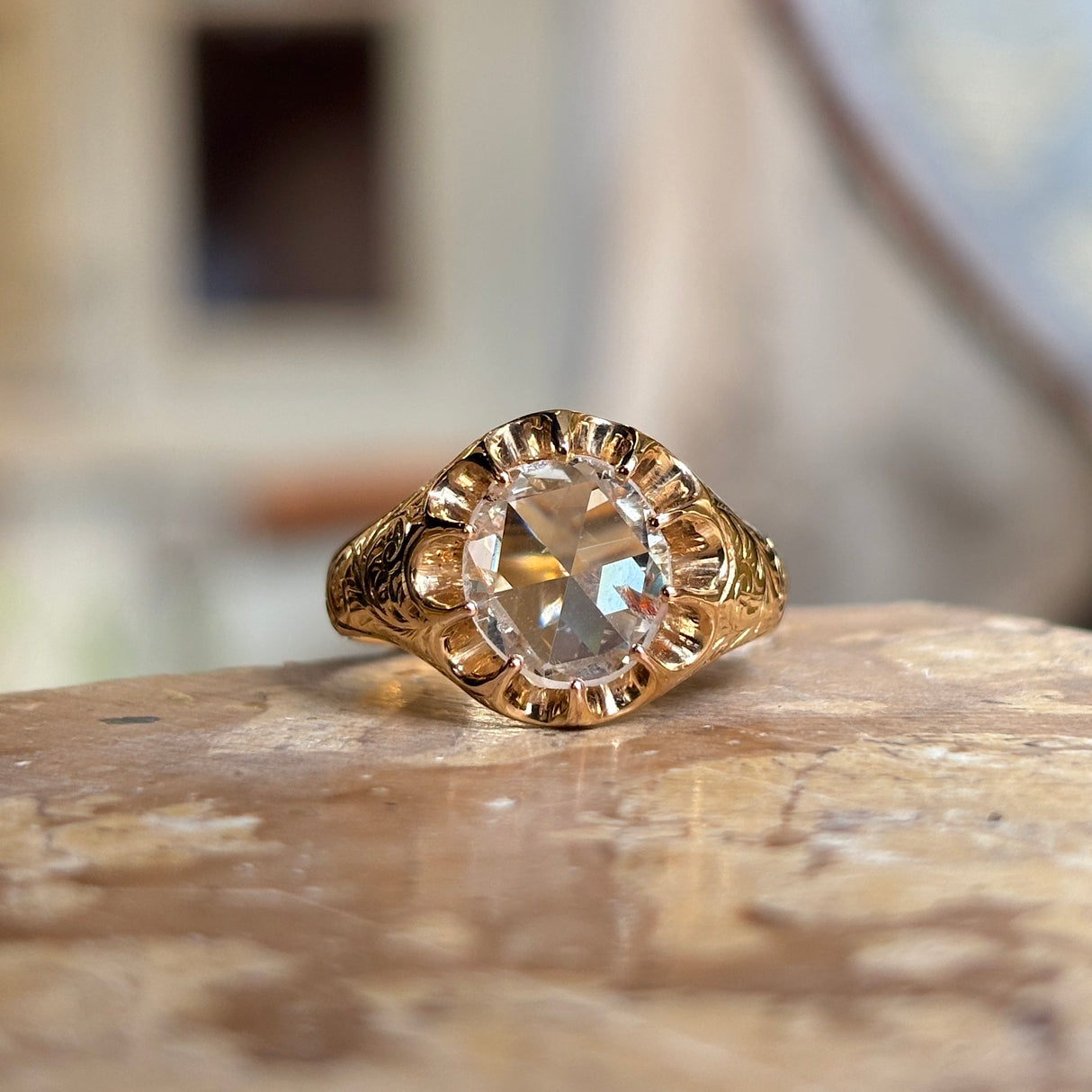 Antique, Victorian & 18th century rose-cut diamond solitaire ring