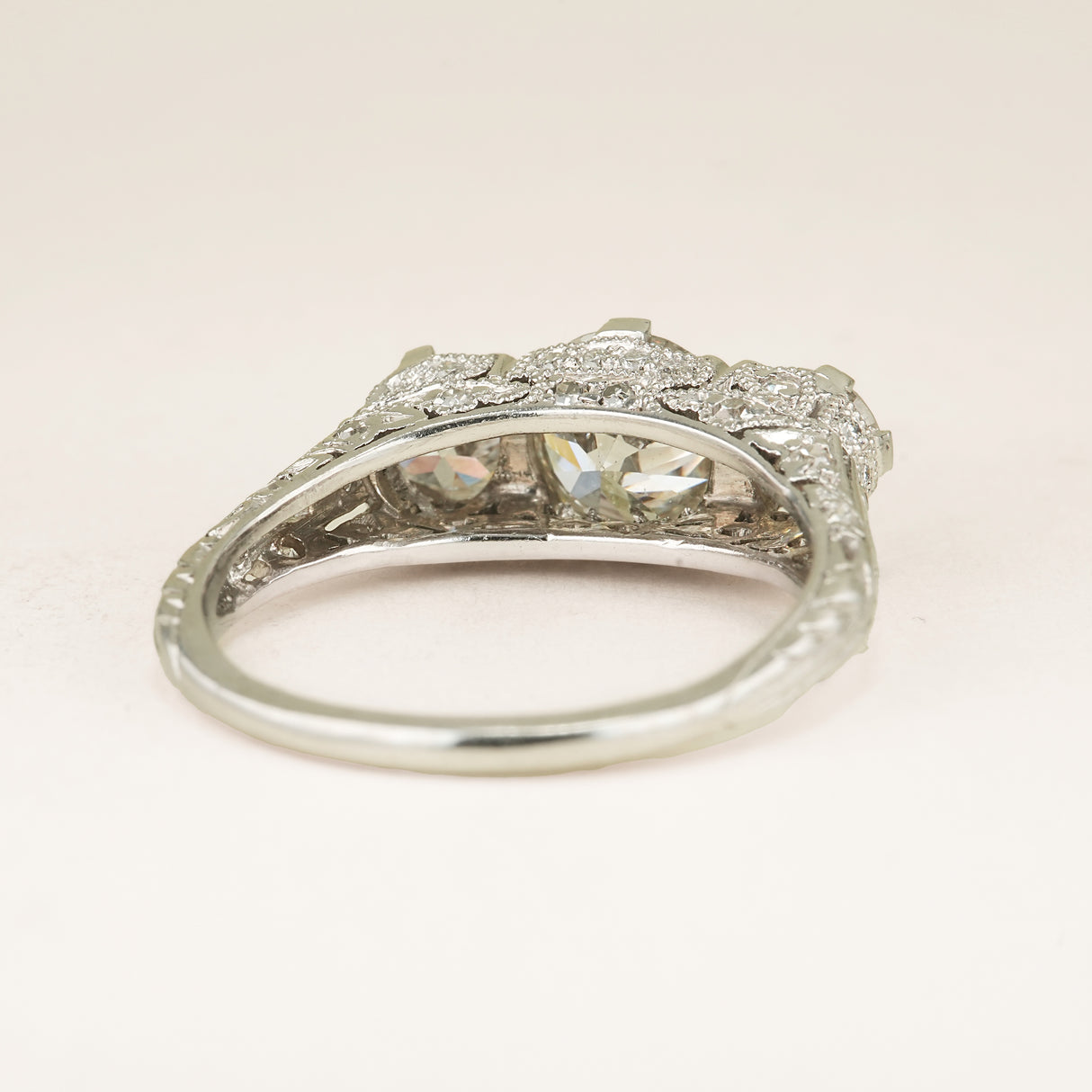 Antique, Edwardian diamond three-stone ring
