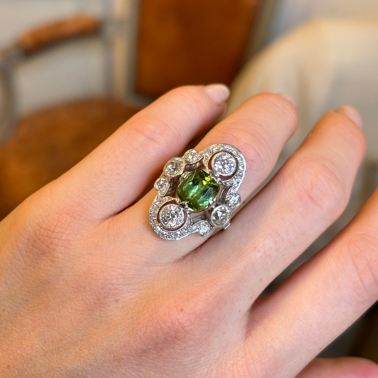 Vintage 1950s, French amethyst & diamond cocktail ring