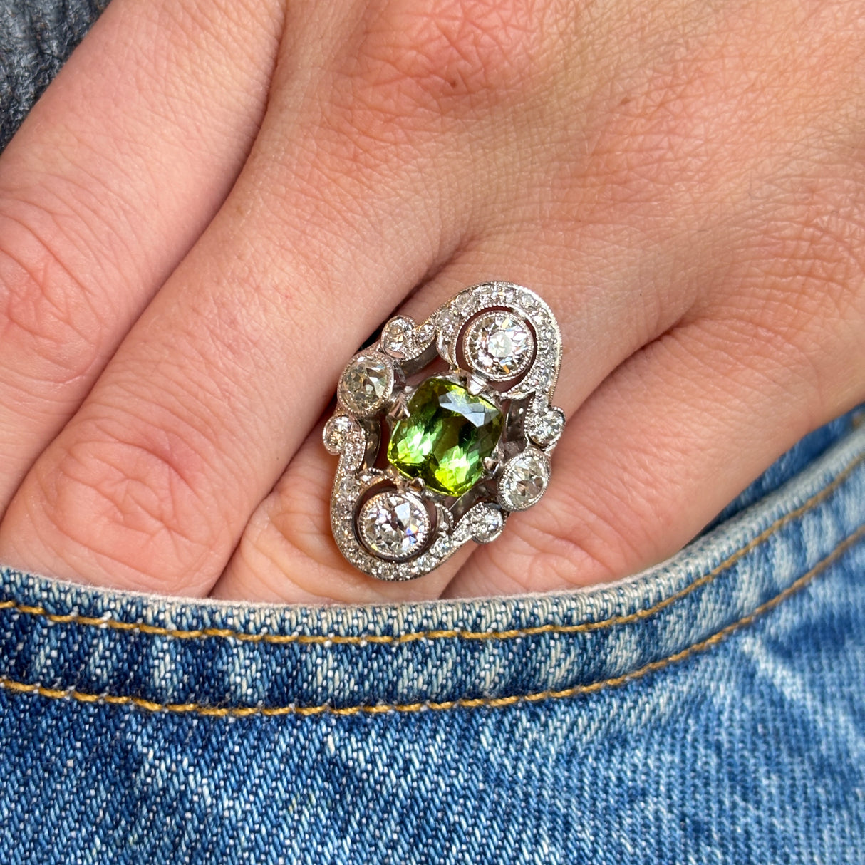 Vintage 1950s, French amethyst & diamond cocktail ring