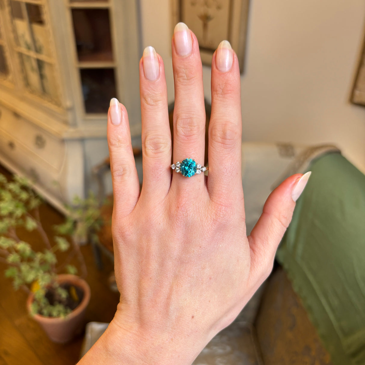 Vintage, 1940s zircon and diamond ring