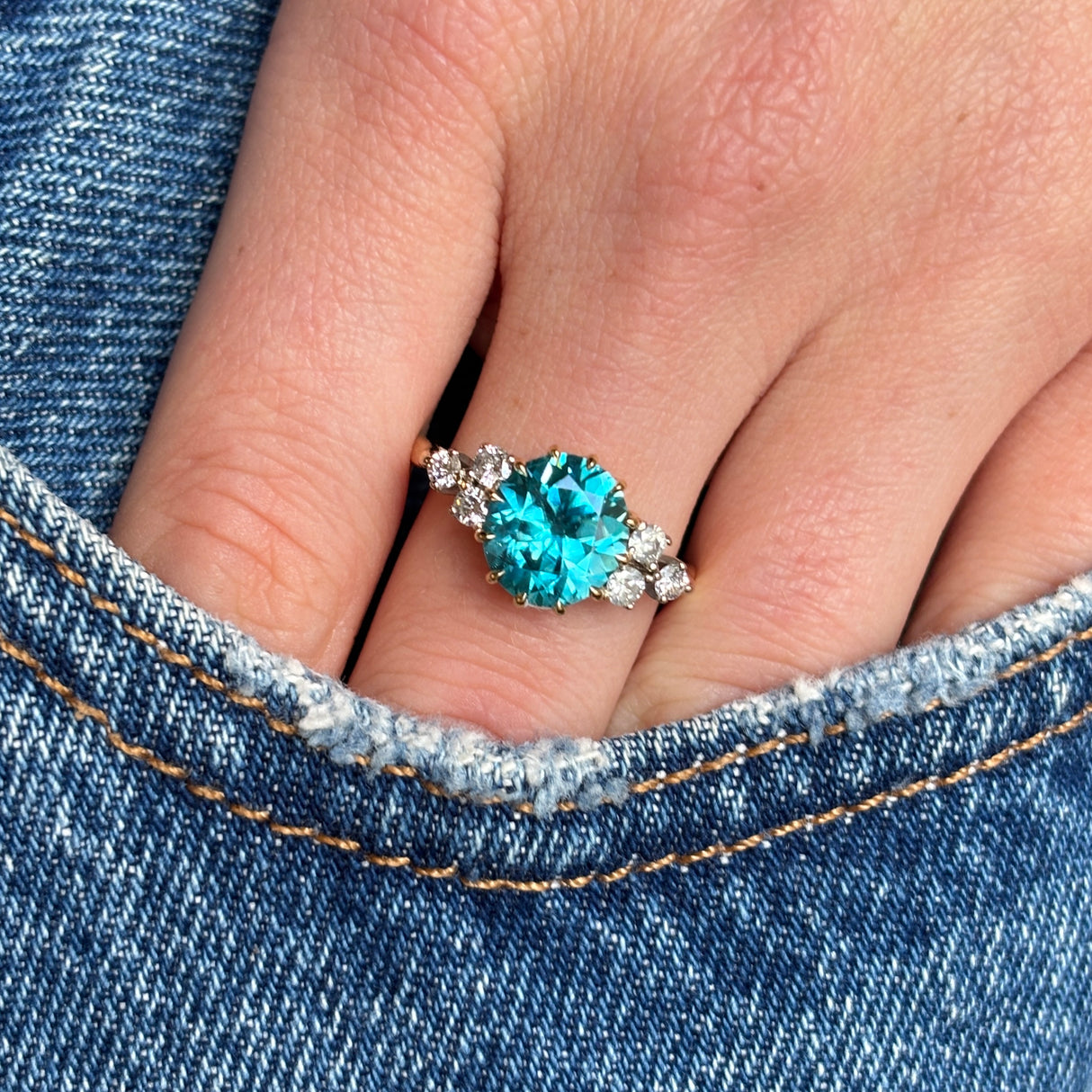 Vintage, 1940s zircon and diamond ring