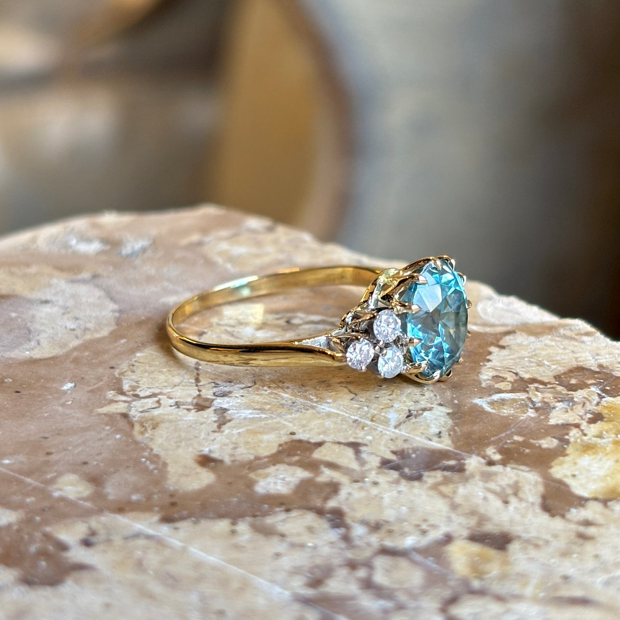 Vintage, 1940s zircon and diamond ring