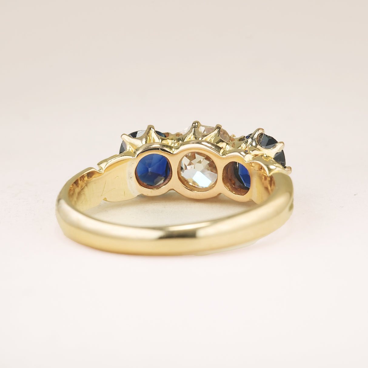 Antique, Victorian sapphire and diamond three-stone ring