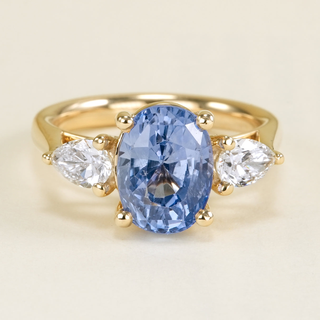 Sapphire & diamond three-stone ring