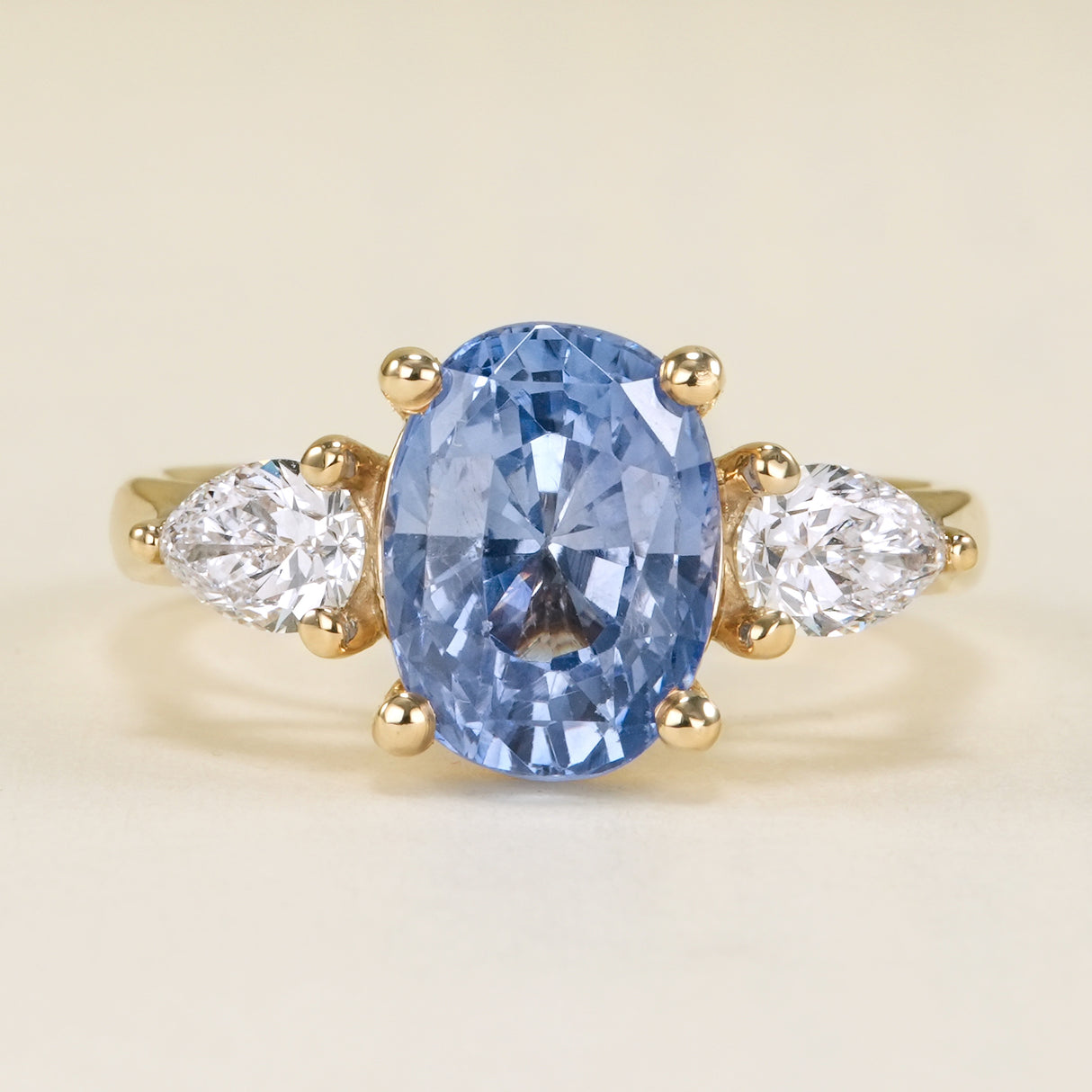 Sapphire & diamond three-stone ring