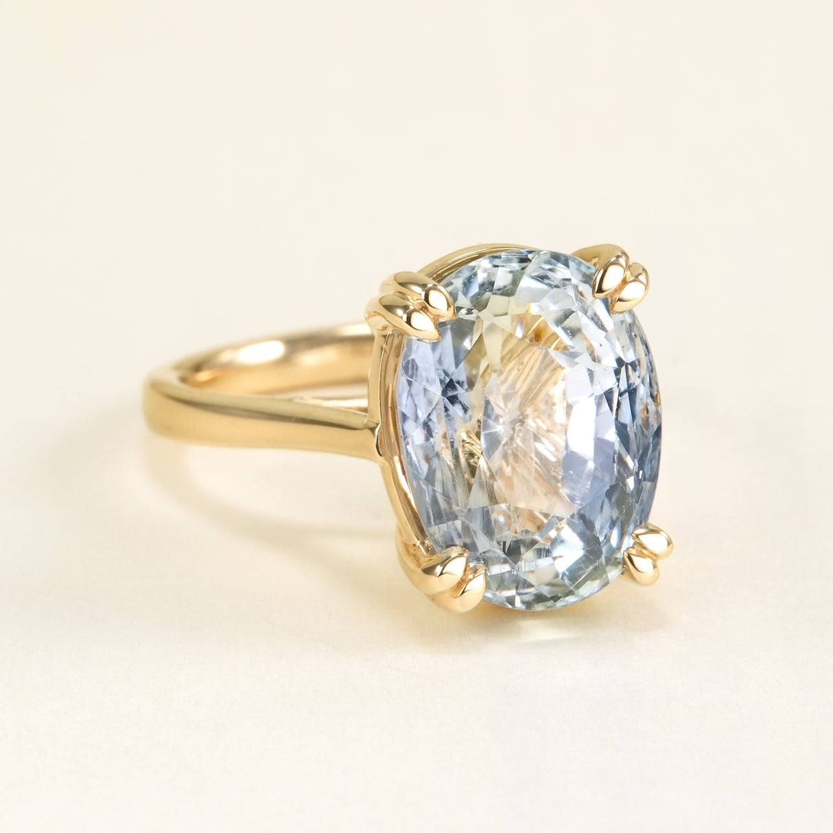 12.38ct Antique-cut Light blue sapphire cocktail ring