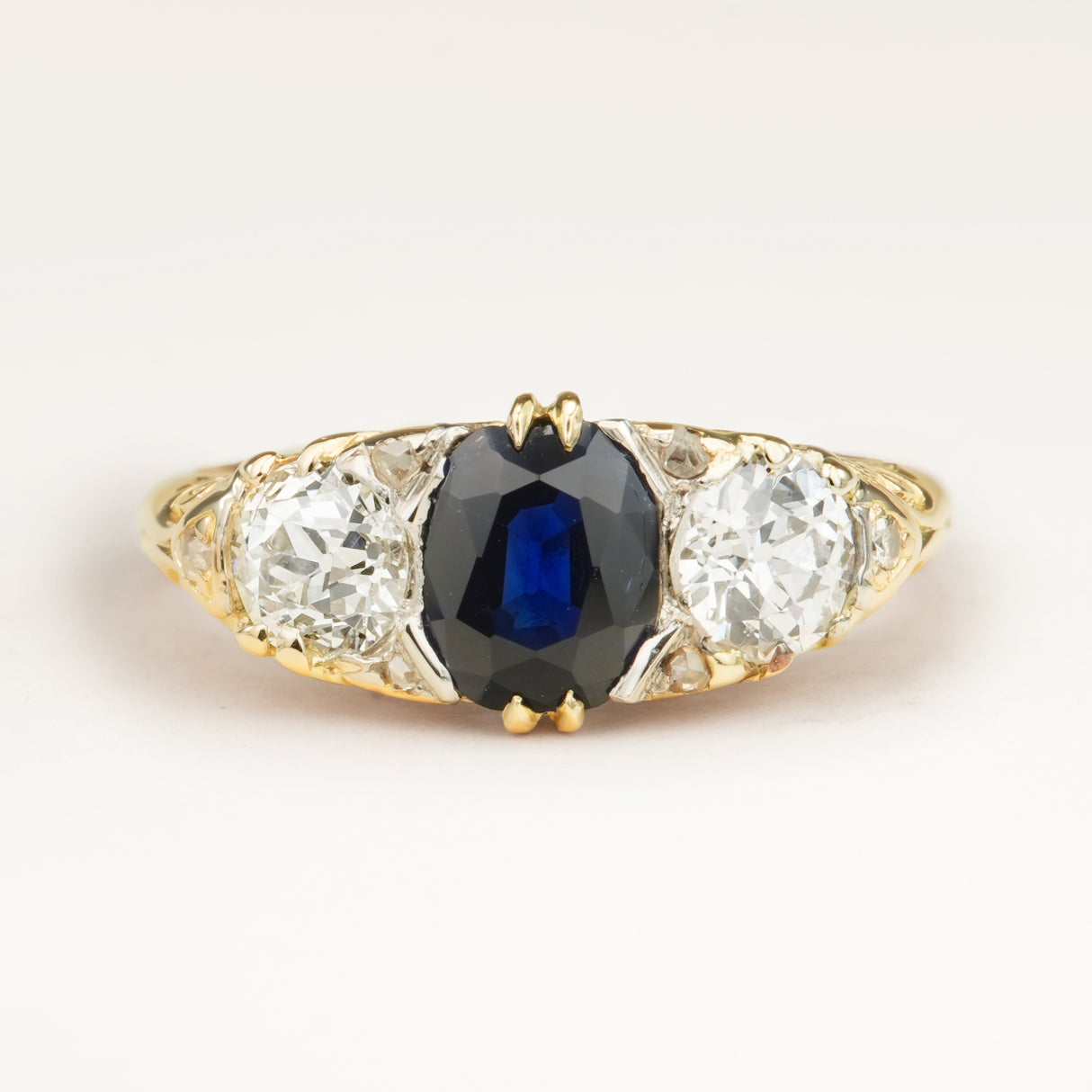 Antique, Victorian sapphire & diamond three-stone ring