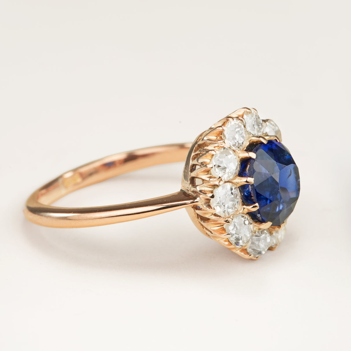 Antique, 1920s synthetic sapphire & diamond cluster ring