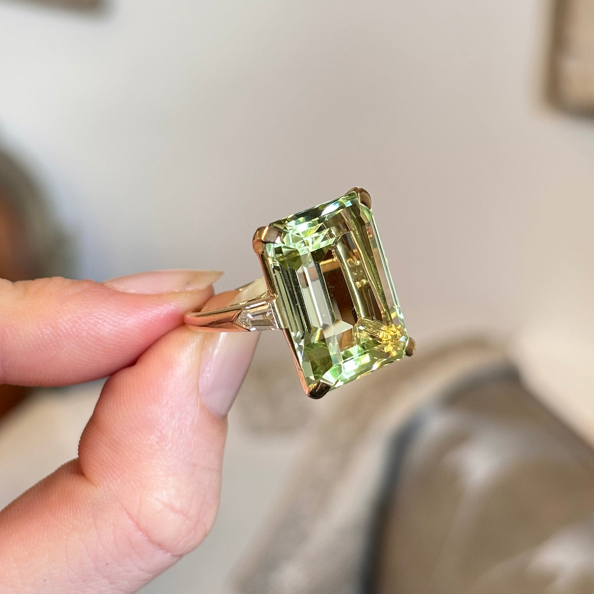 Vintage, Cartier 1950s green beryl and diamond cocktail ring