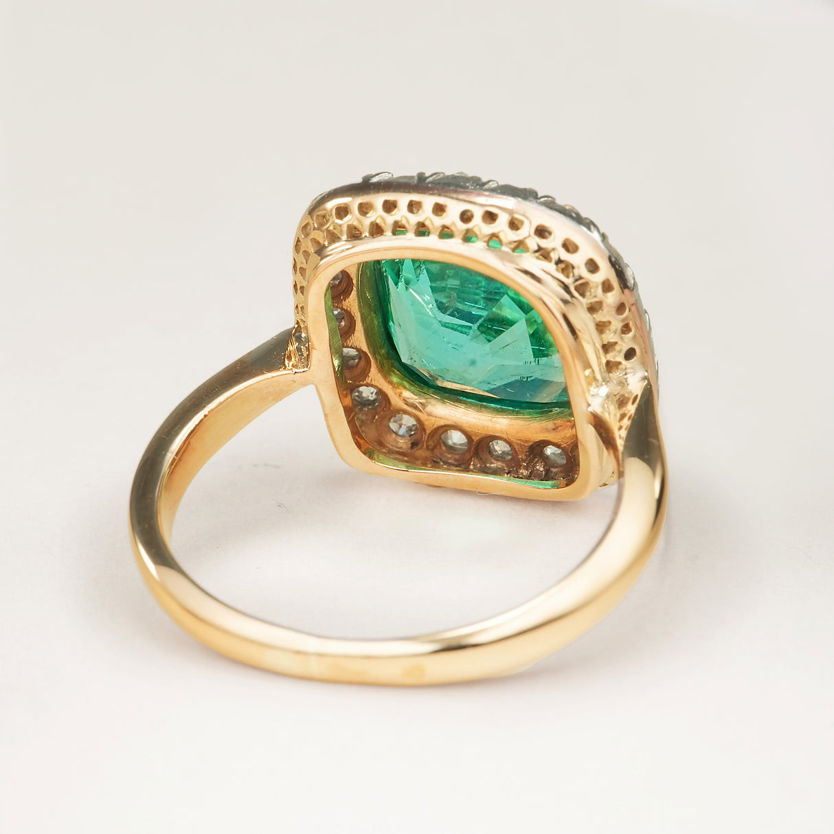 Antique, Victorian emerald and diamond cluster ring