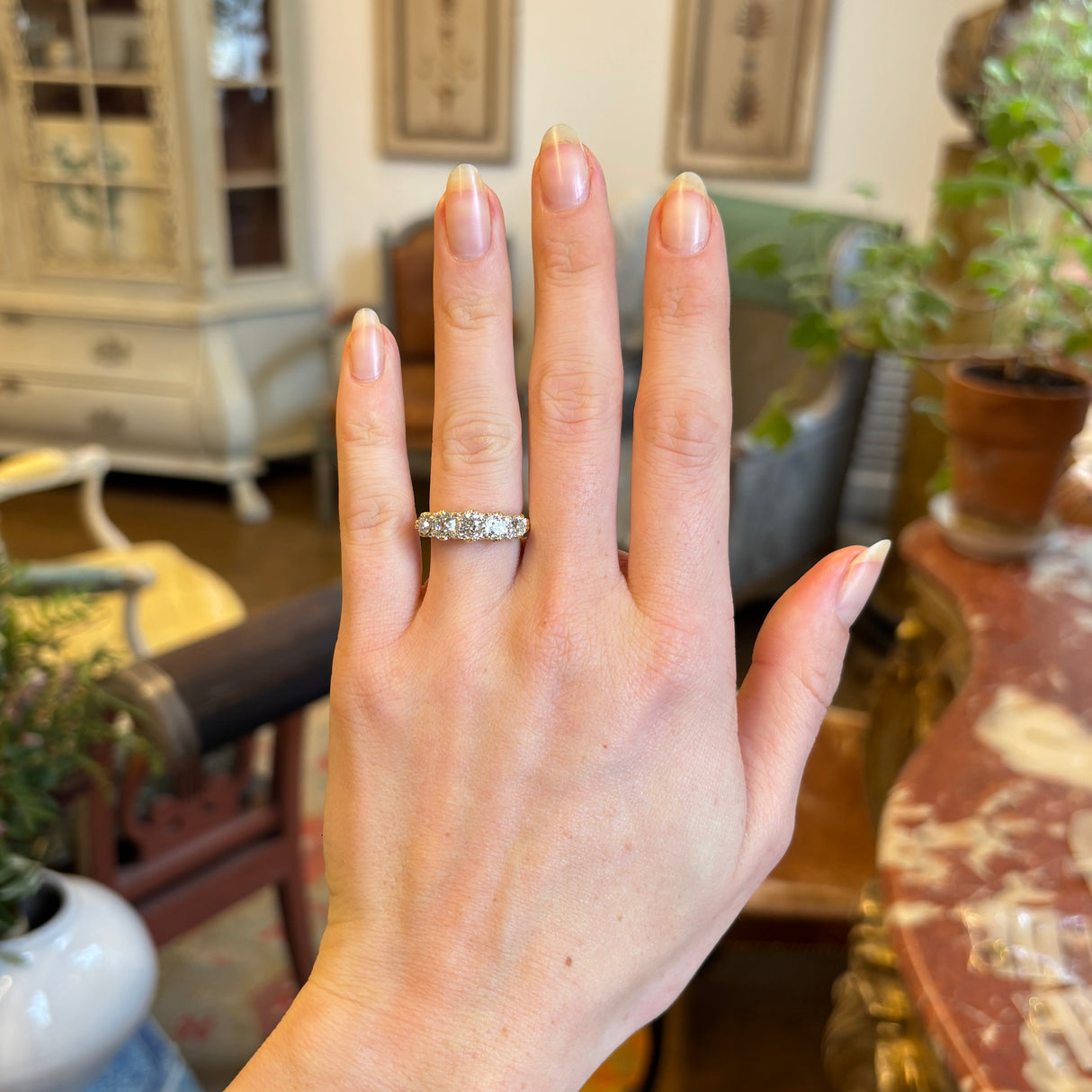 Antique, Victorian diamond five-stone ring