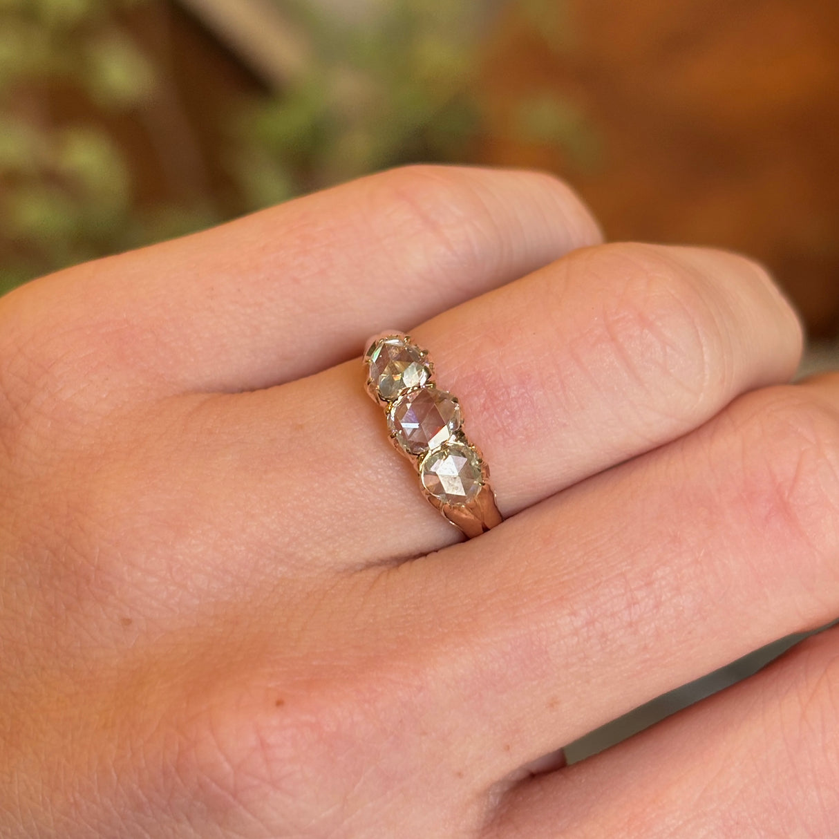 Antique, Victorian diamond three-stone engagement ring
