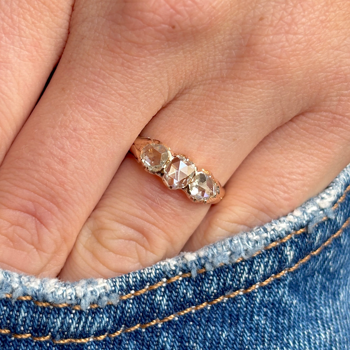 Antique, Victorian diamond three-stone engagement ring