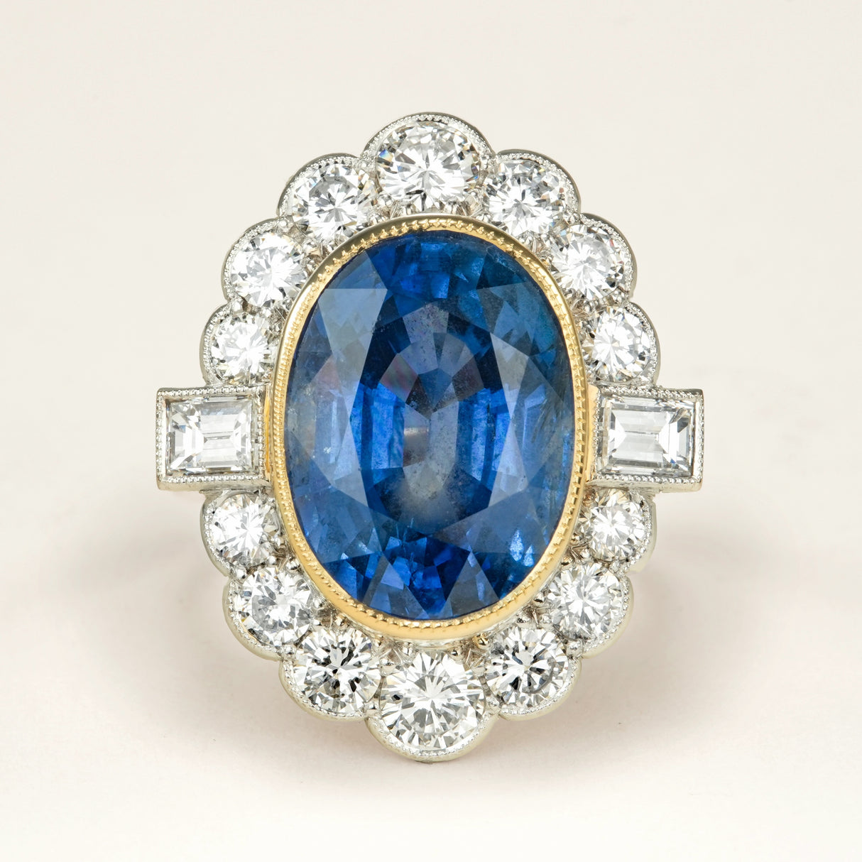 Vintage, 1990's sapphire and diamond cluster ring