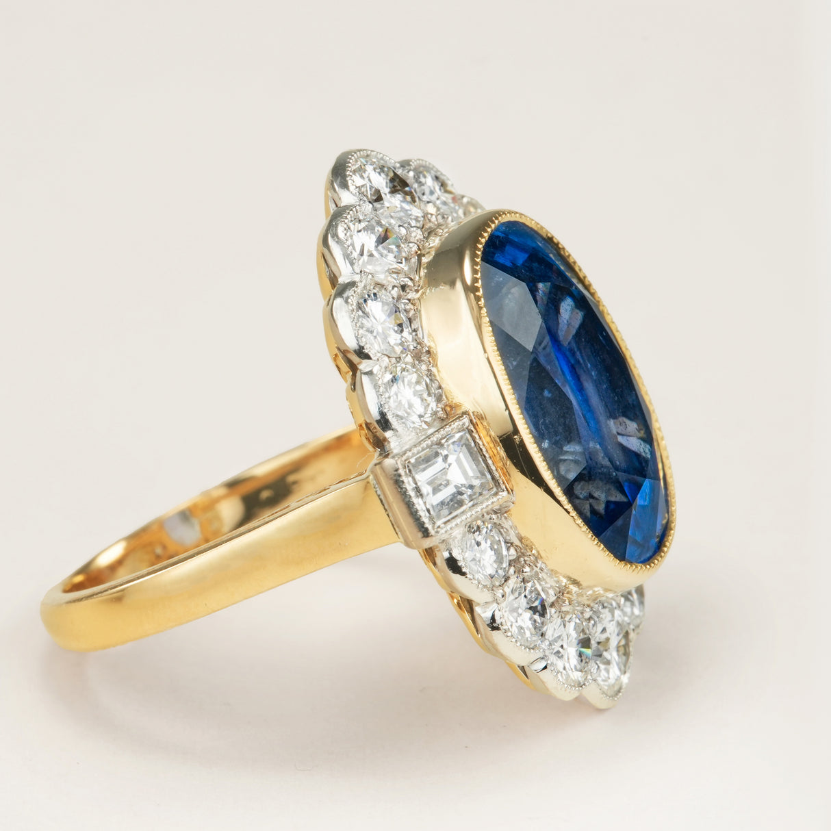 Vintage, 1990's sapphire and diamond cluster ring