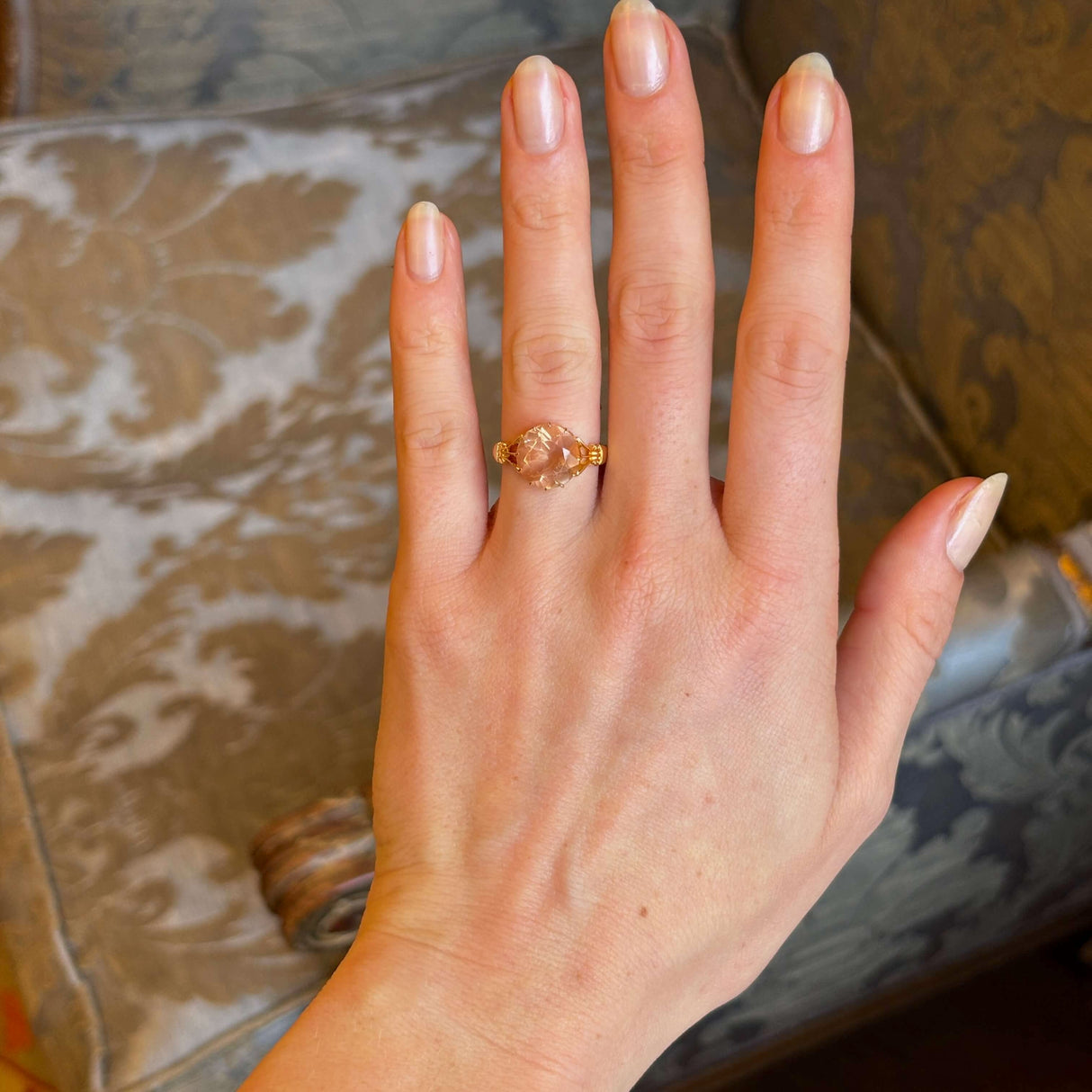 Antique, Victorian Peach Tourmaline Solitaire Ring