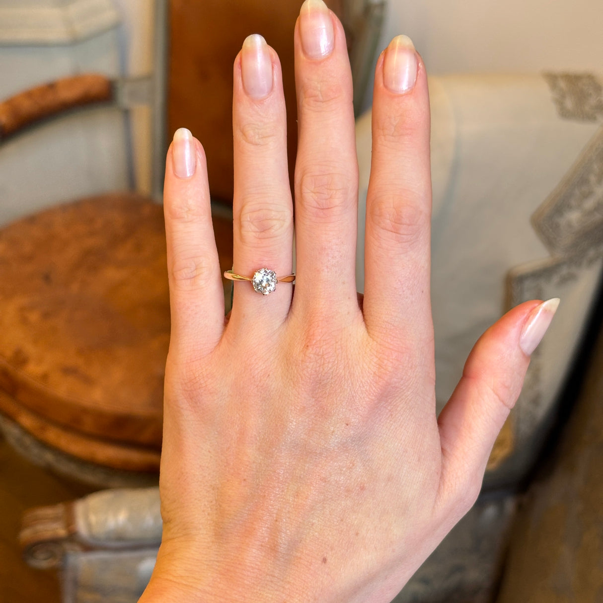 Antique, Edwardian diamond solitaire engagement ring