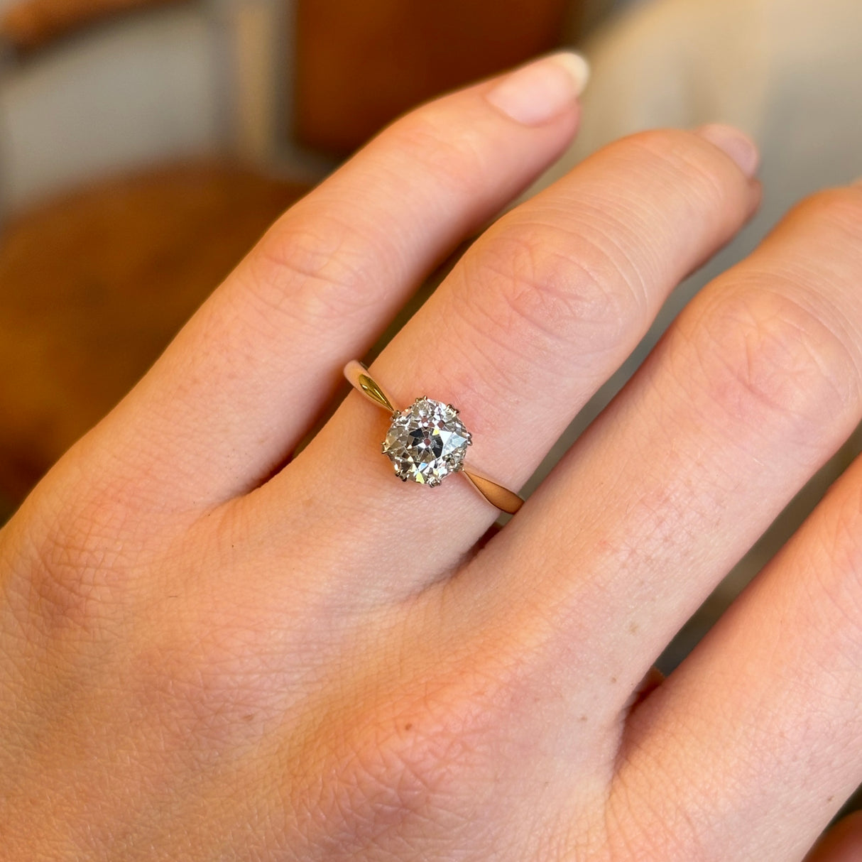 Antique, Edwardian diamond solitaire engagement ring