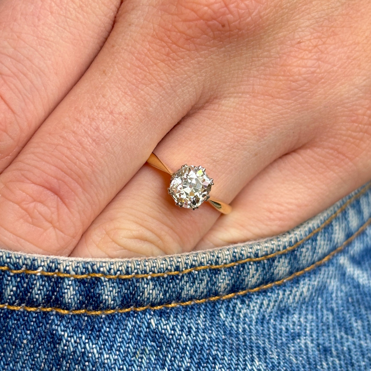 Antique, Edwardian diamond solitaire engagement ring