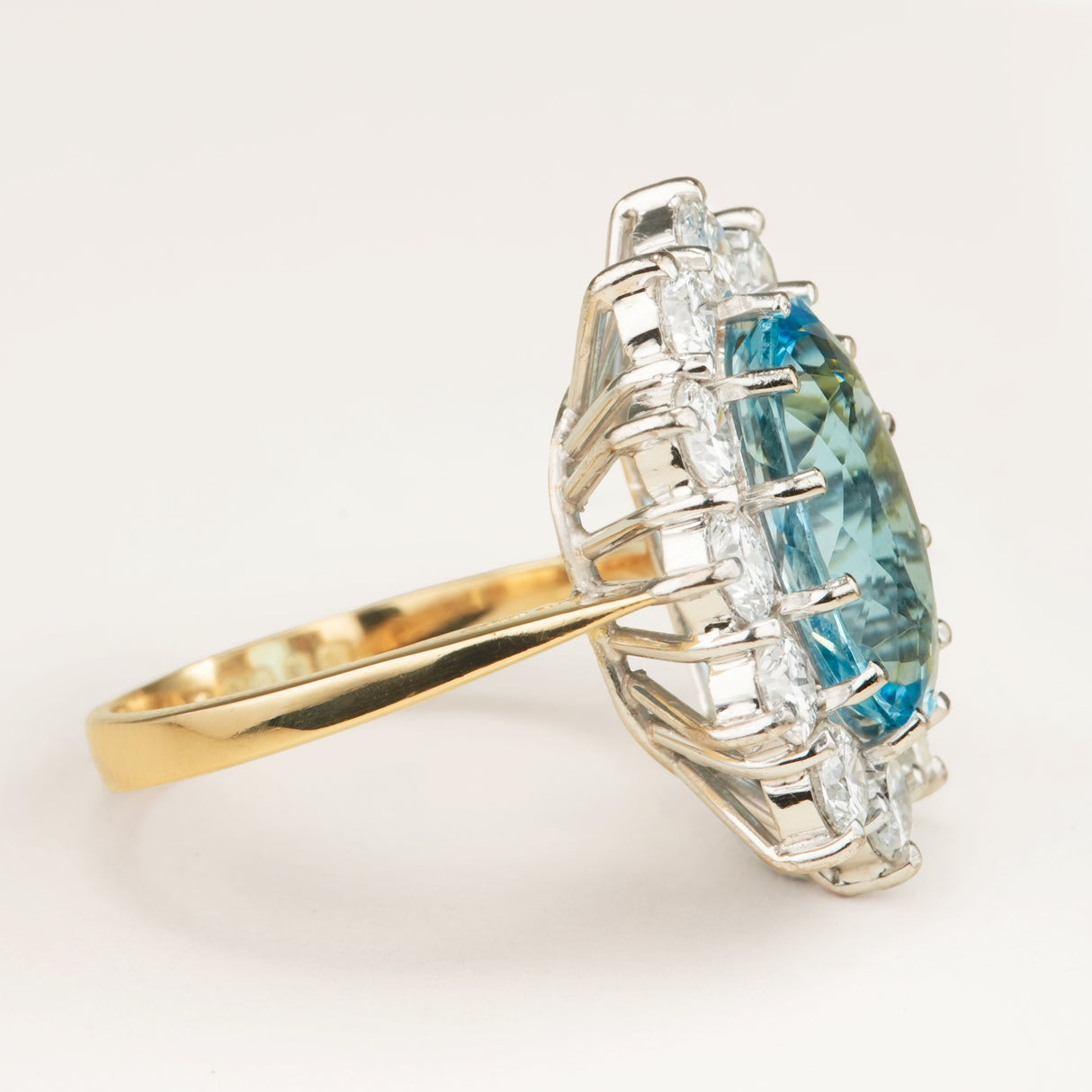 Vintage, 1980s aquamarine and diamond cluster engagement ring