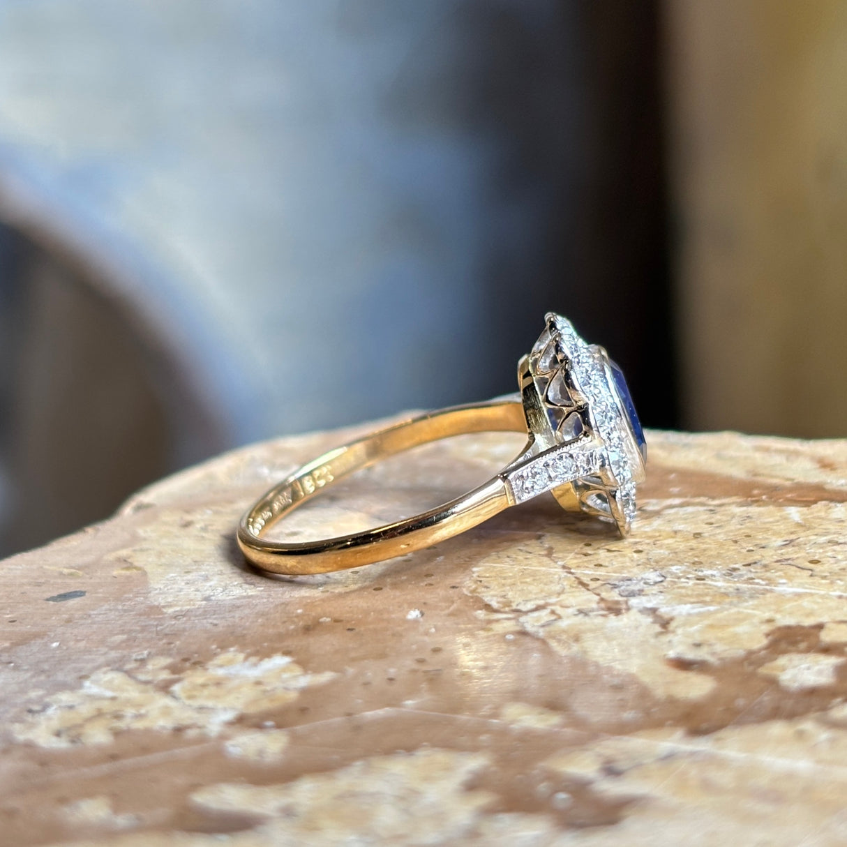 Vintage, sapphire and diamond cluster ring