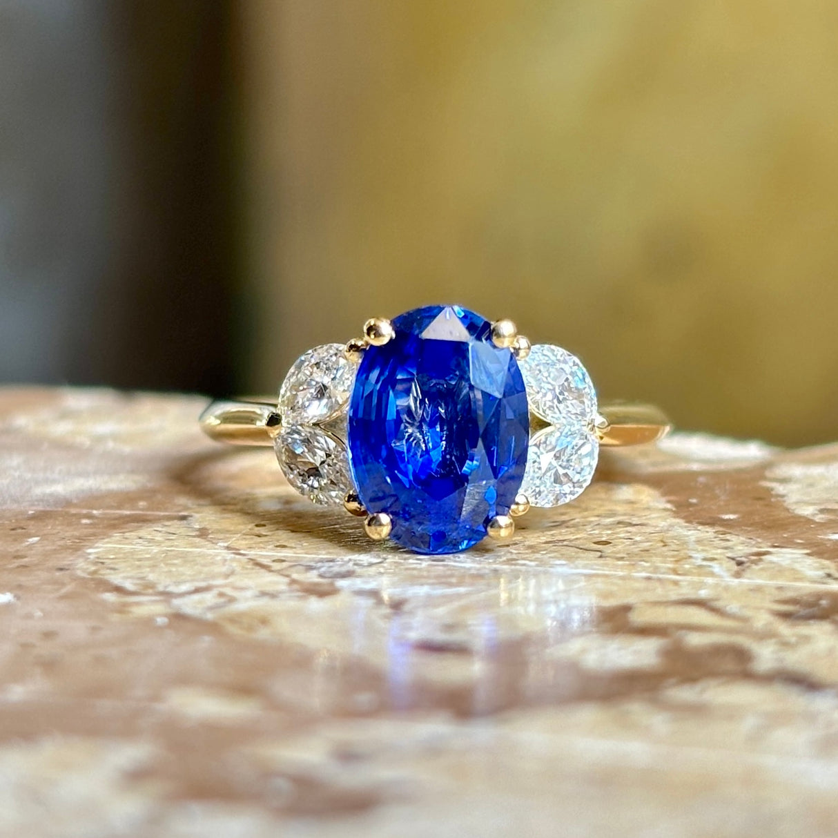 Vintage, sapphire and diamond engagement ring