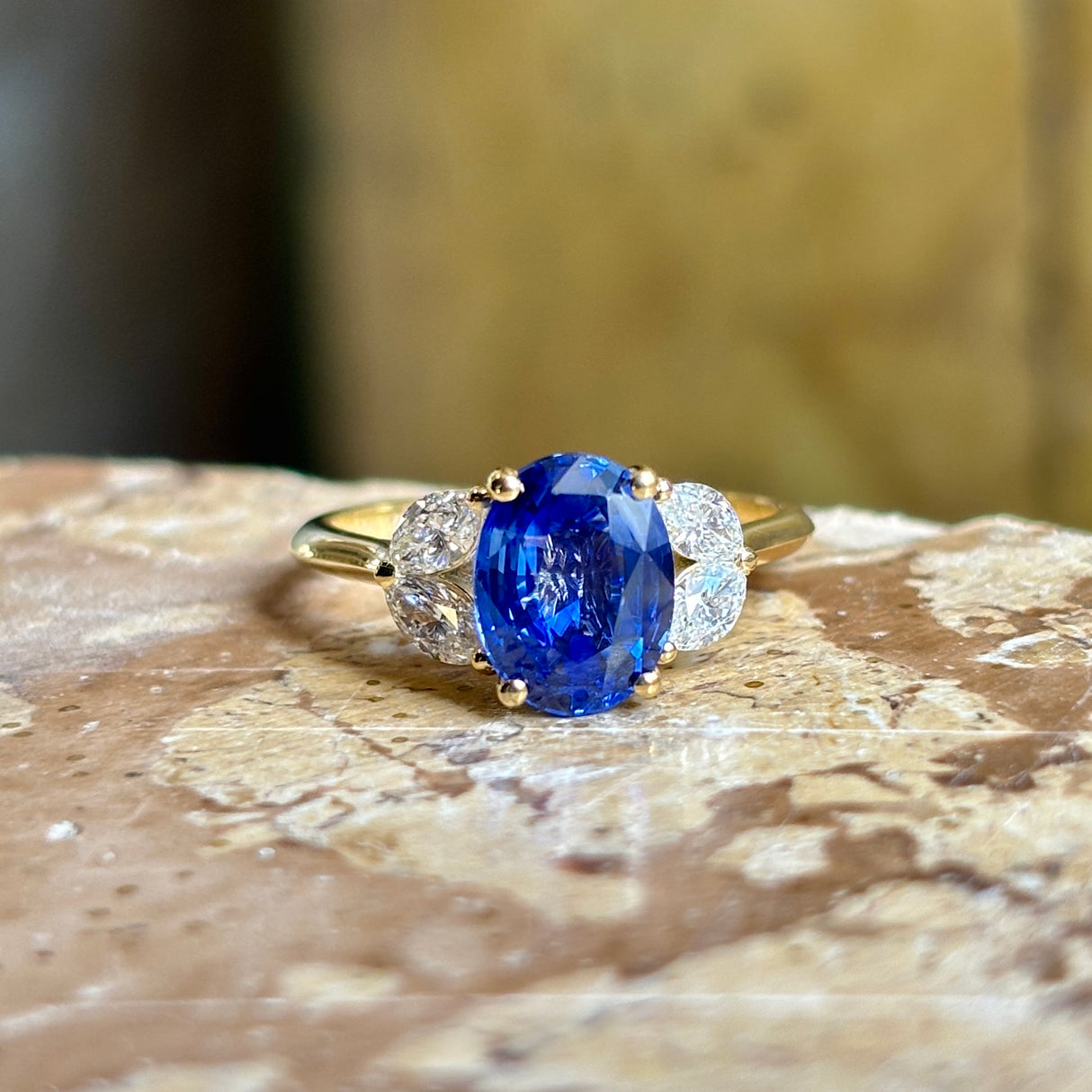 Vintage, sapphire and diamond engagement ring