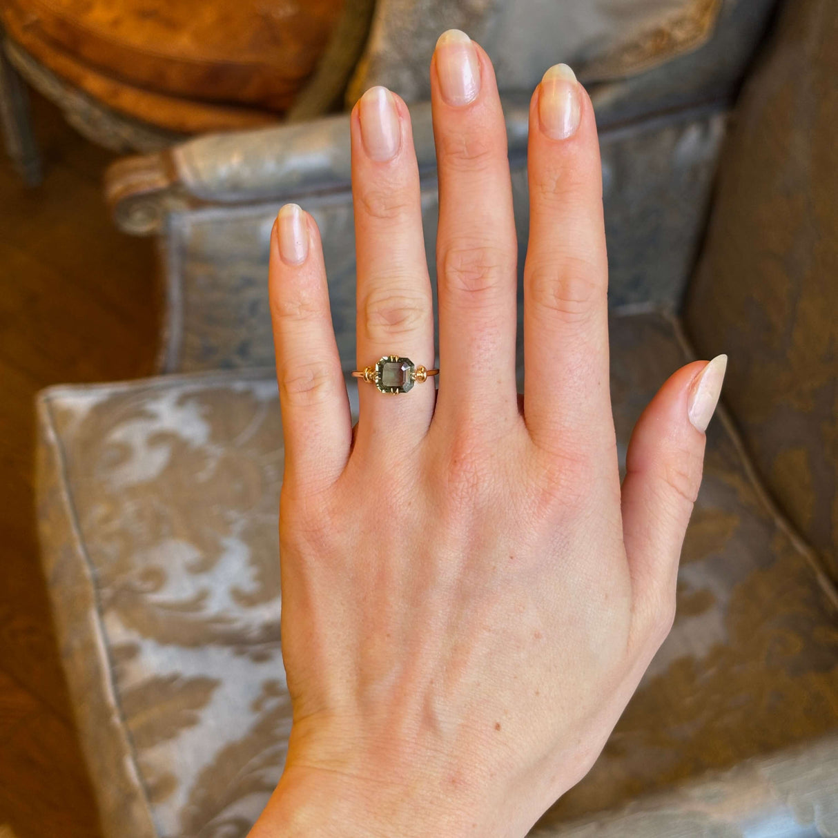 Vintage, 1980's Green Sapphire Solitaire Engagement Ring