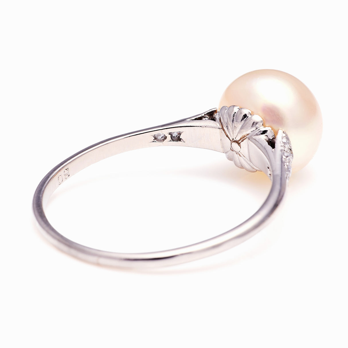Exceptional, Edwardian, natural pearl & diamond ring