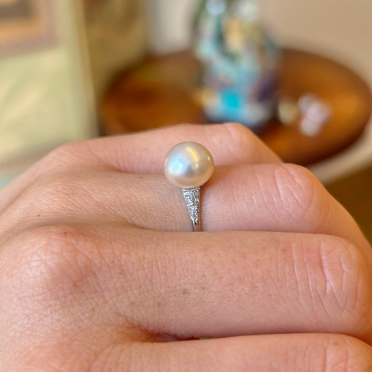 Exceptional, Edwardian, natural pearl & diamond ring