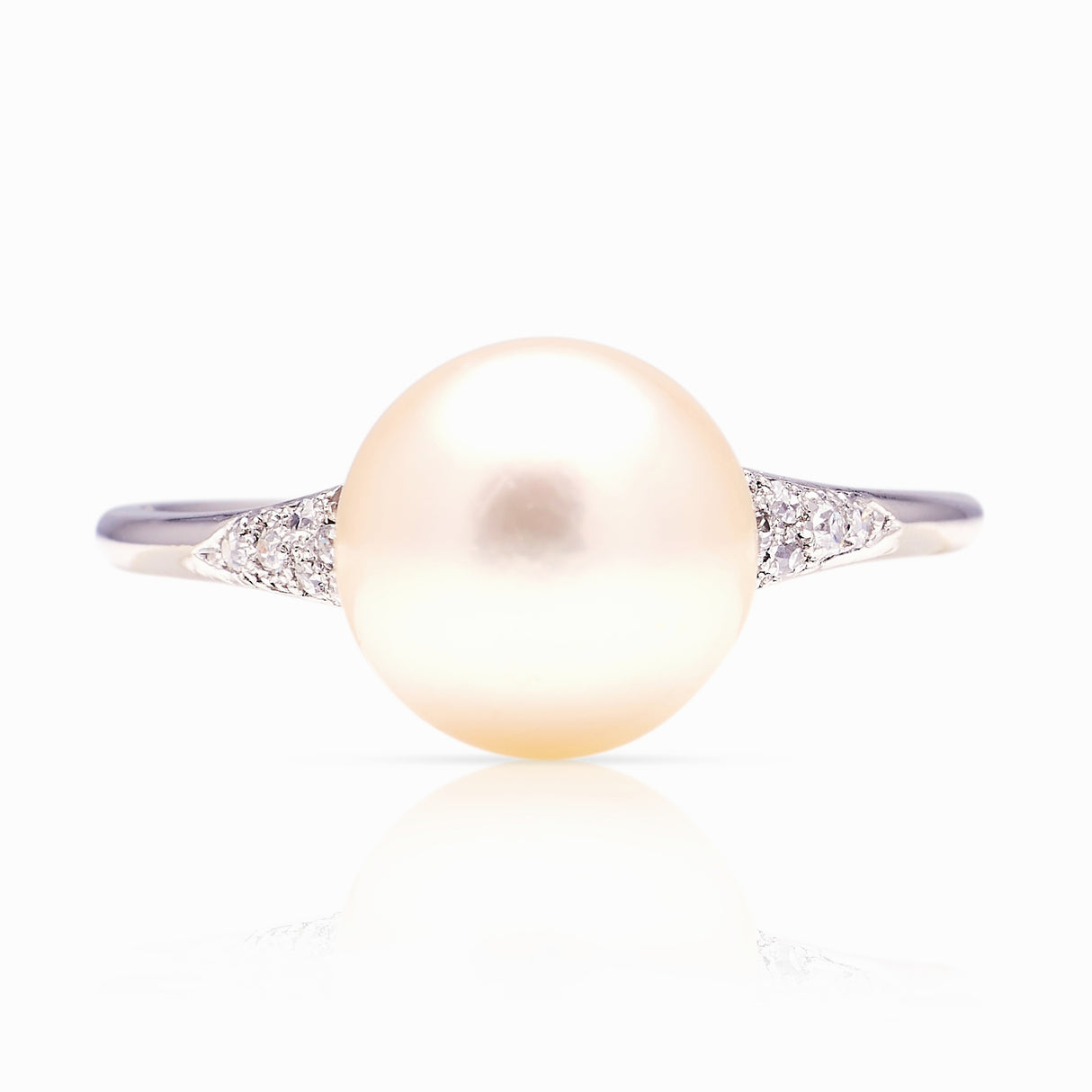 Exceptional, Edwardian, natural pearl & diamond ring