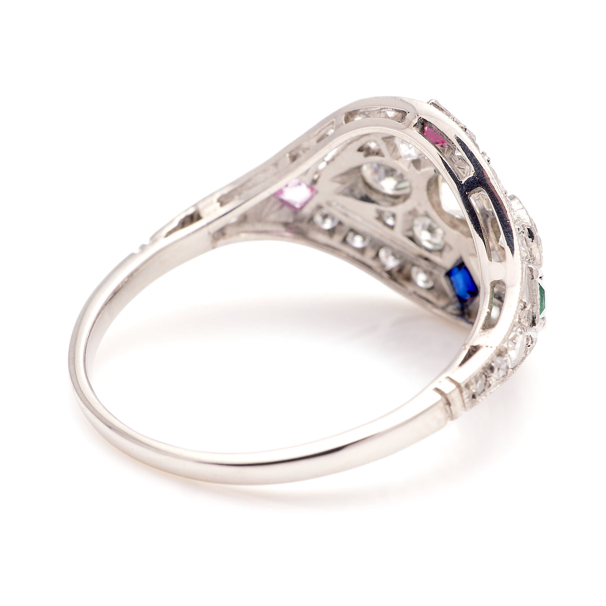 Vintage, 1980s diamond & multi-gemstone ring