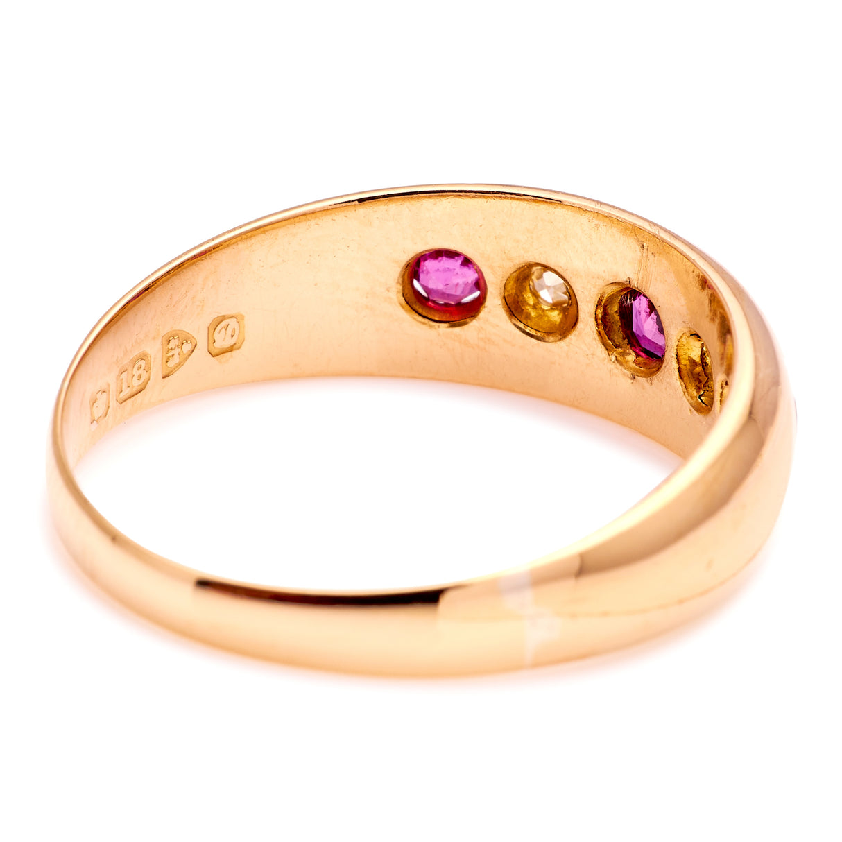 Antique, Edwardian ruby & diamond five-stone gypsy ring