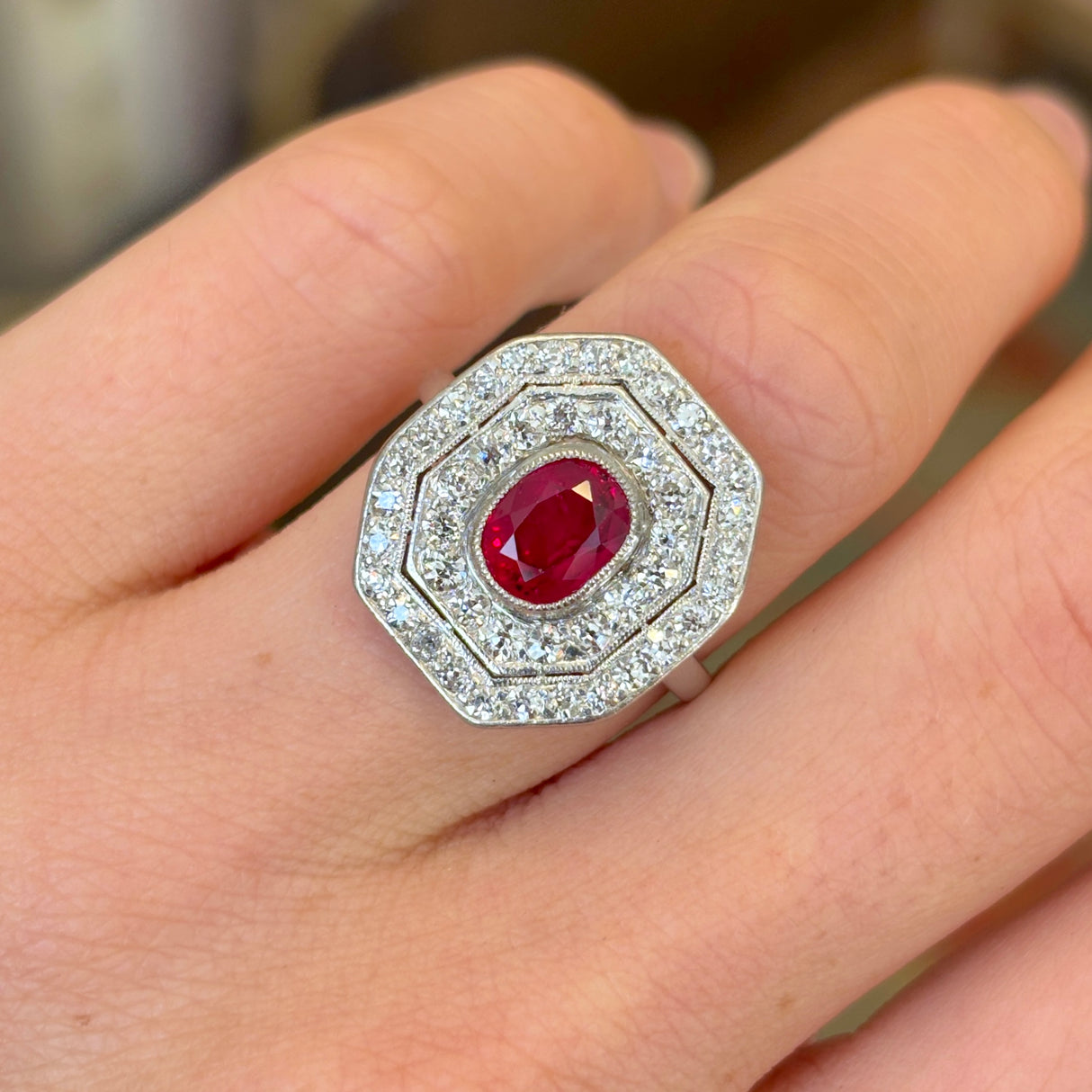 Art Deco, ruby & diamond ring